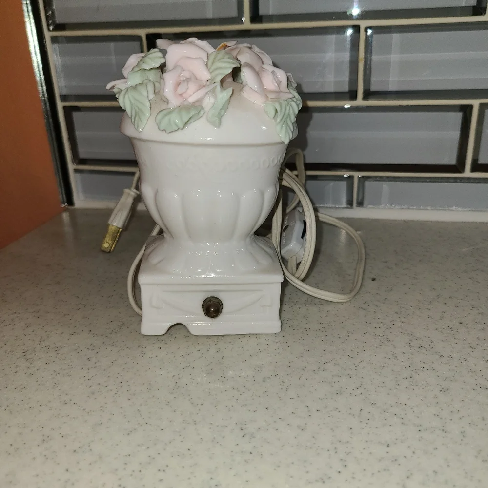 Vintage Faux Floral Ceramic Accent with Pink and Green